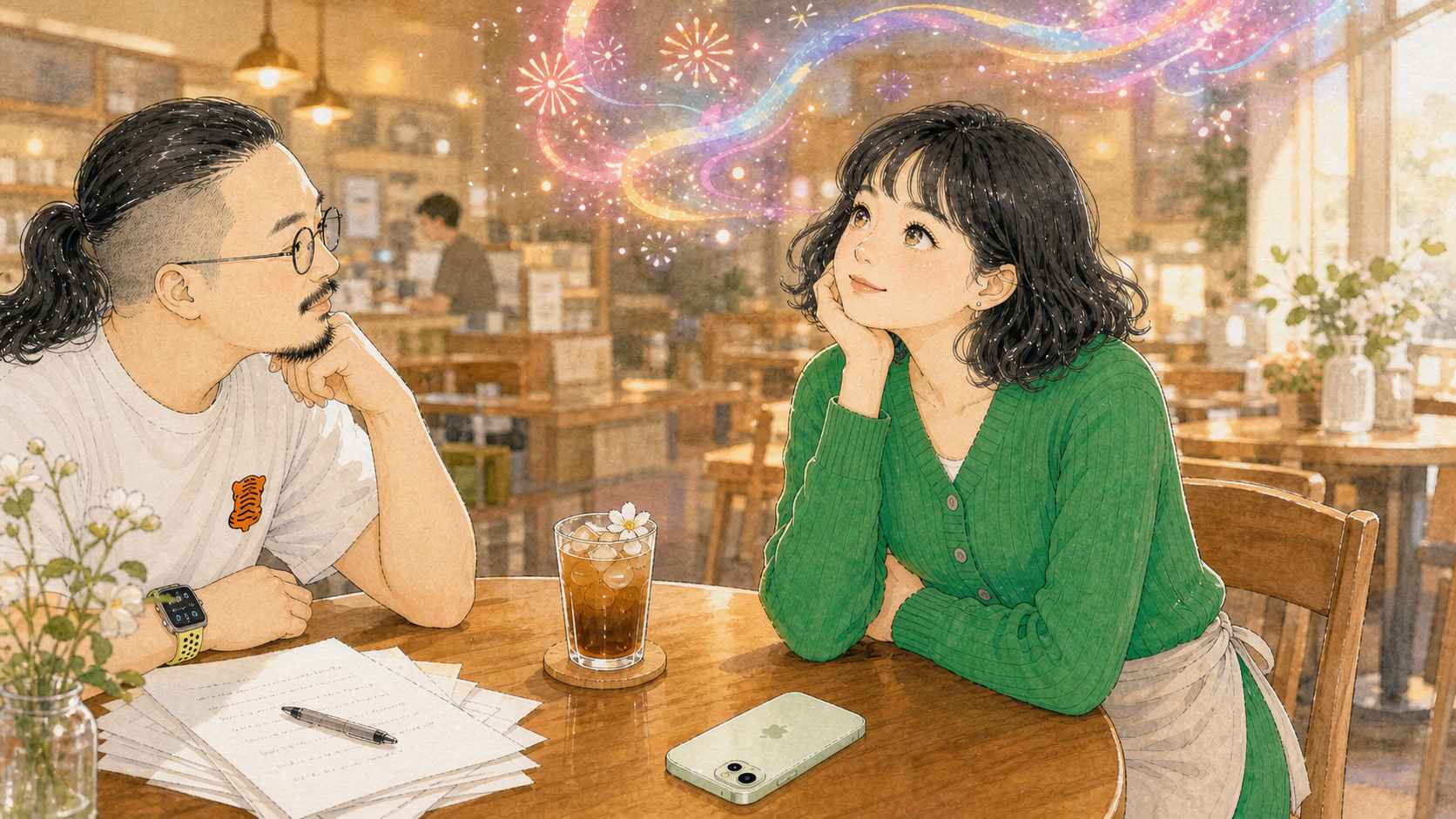 法蒂玛眼中映着彩色烟花巨龙。