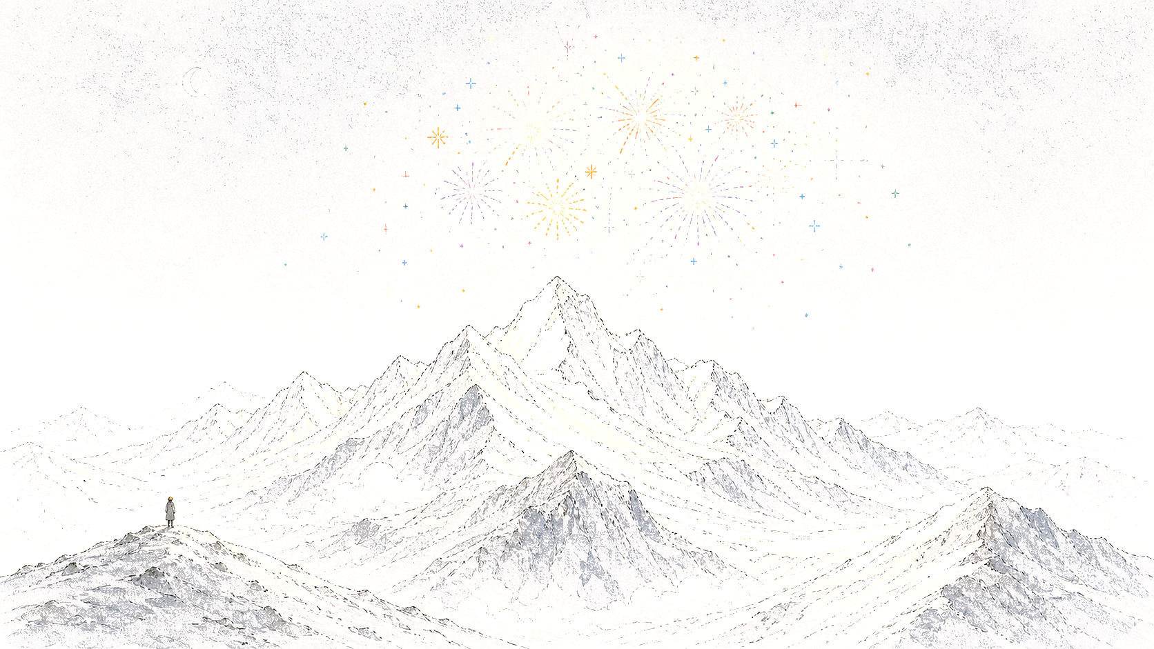 百年一次的烟花照亮喜马拉雅雪山。