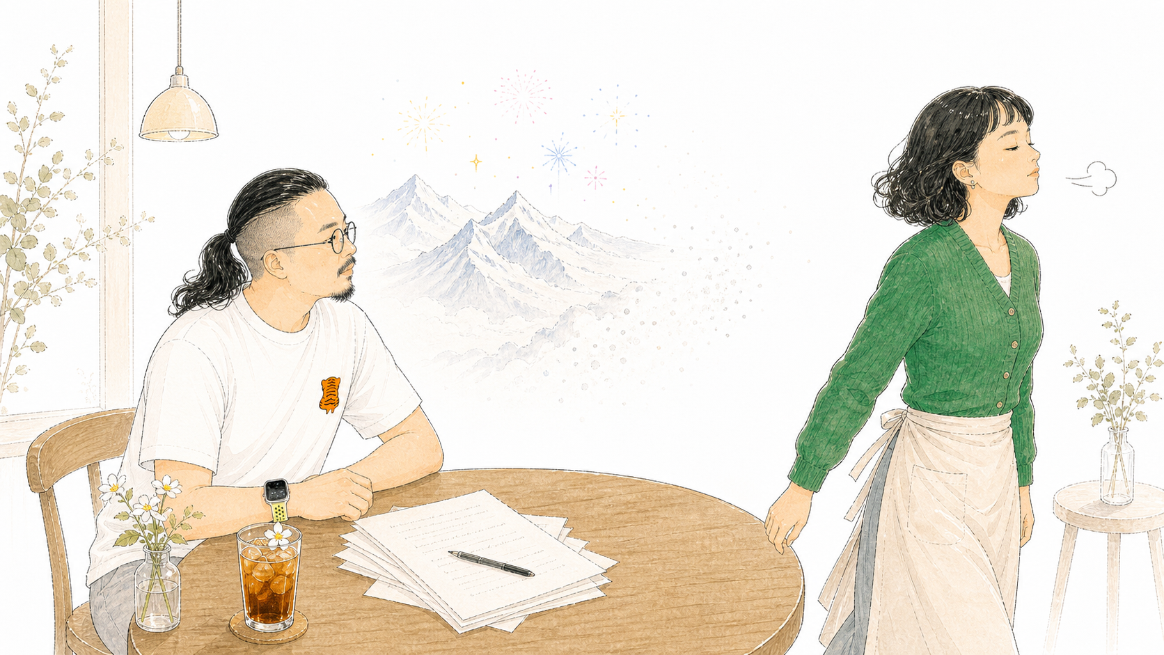 法蒂玛起身离开摄政咖啡馆,想象烟花逐渐消散。