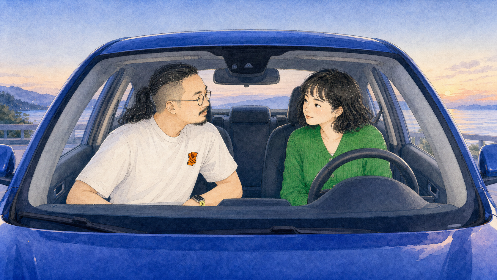 天蒙蒙亮的车内,闹钟下车前郑重地回头对沈红说话。